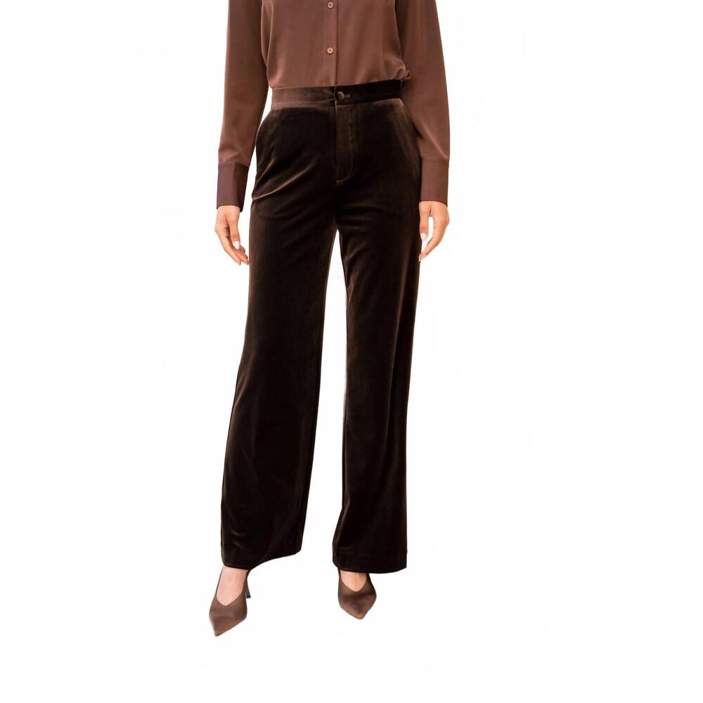 NEW ATTENTIF straight cut velvet pants in chocolate